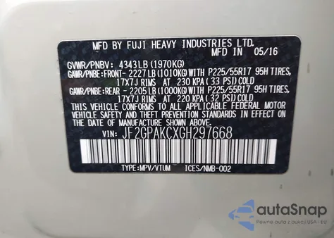 2016 Subaru Crosstrek 2.0I Limited from USA, damaged, VIN JF2GPAKCXGH297668